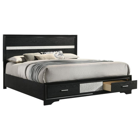 Miranda Black 51-Inch Wood Eastern King Storage Panel Bed