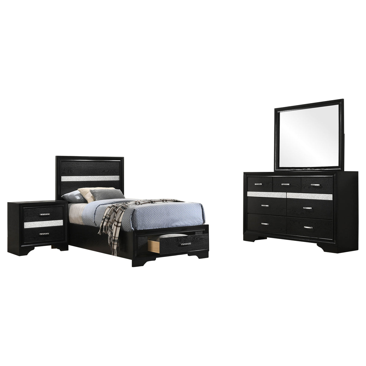 Miranda Black 4-Piece Twin Bedroom Set
