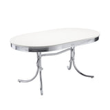Retro Oval Dining Table Glossy White And Chrome