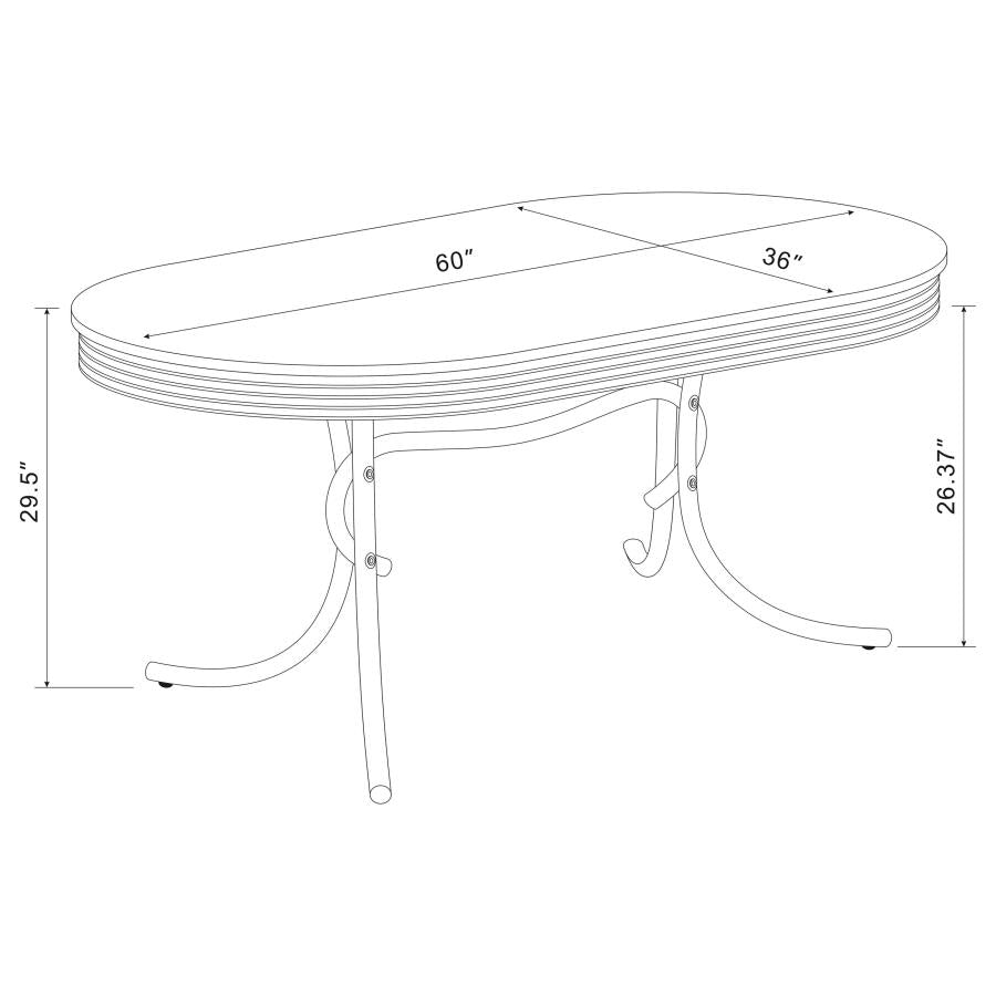 Retro Oval Dining Table Glossy White And Chrome
