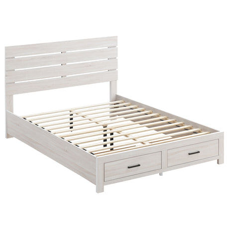 Brantford Coastal White Wood Queen Storage Panel Bed