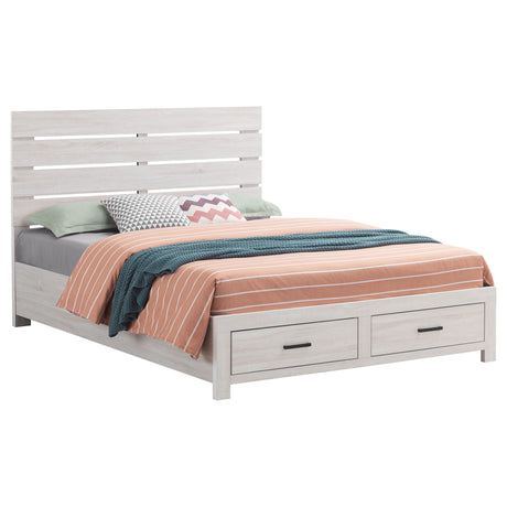 Brantford Coastal White Wood Queen Storage Panel Bed