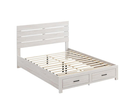Brantford Coastal White Wood Queen Storage Panel Bed
