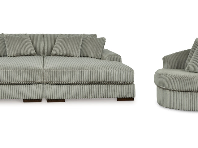 Lindyn Fog Super Double Facing Chaise With Oversized Swivel Chair