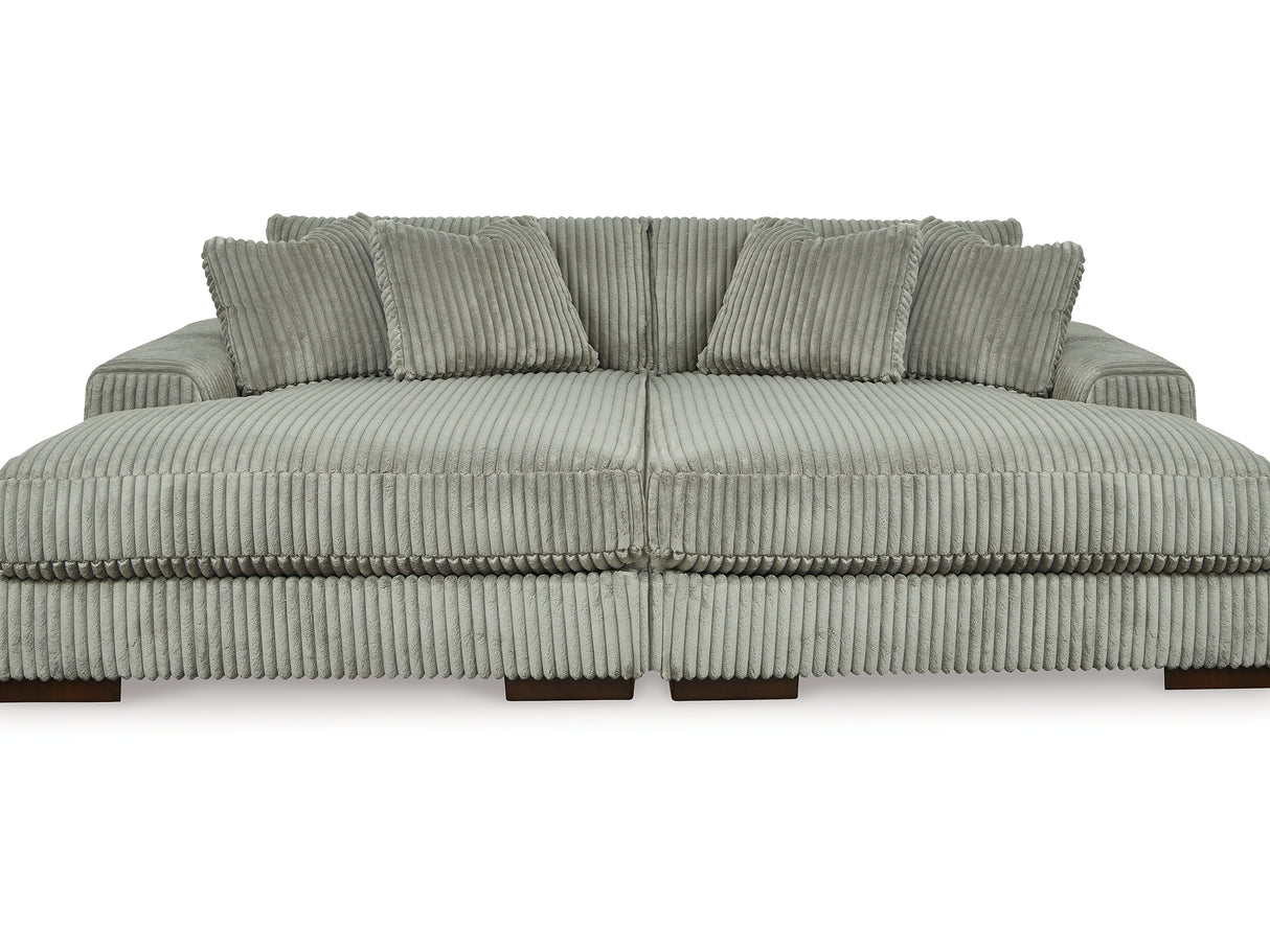 Lindyn Fog Super Double Facing Chaise With Oversized Swivel Chair