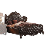 Versailles Two Tone Dark Brown Synthetic Leather & Cherry Oak Finish California King Bed