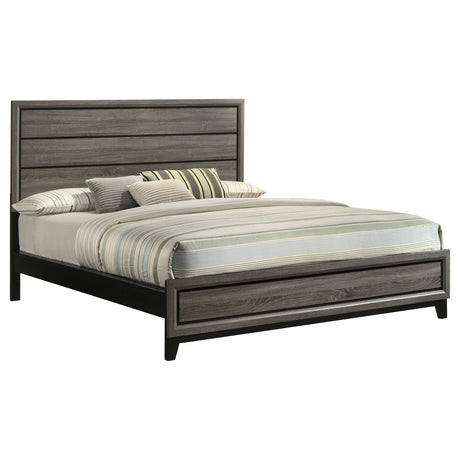 Watson Grey Oak Wood California King Panel Bed