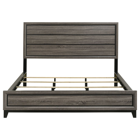 Watson Grey Oak Wood California King Panel Bed