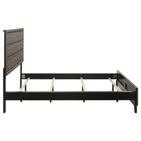 Watson Grey Oak Wood California King Panel Bed