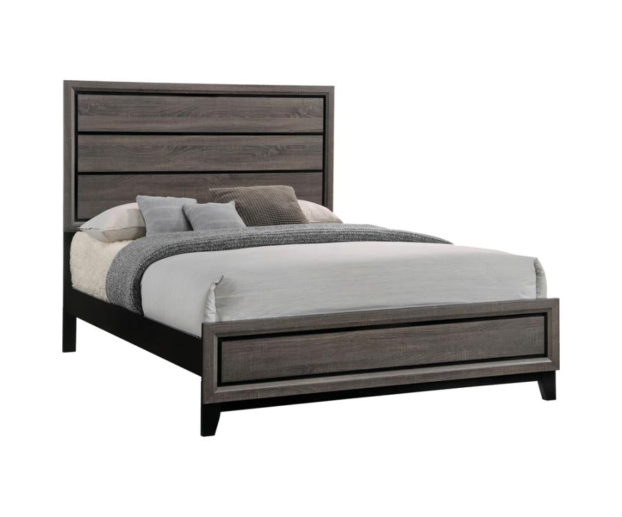 Watson Grey Oak Wood California King Panel Bed