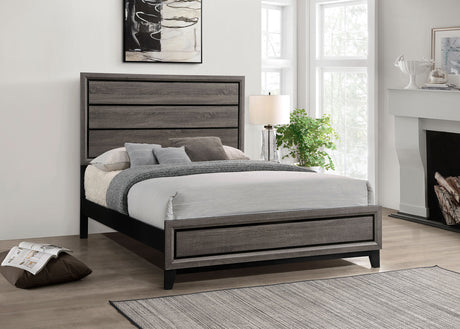 Watson Grey Oak Wood Queen Panel Bed