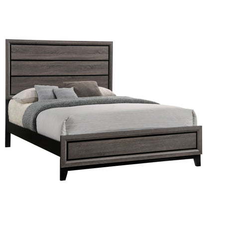 Watson Grey Oak Wood Queen Panel Bed