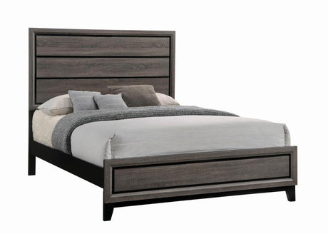 Watson Grey Oak Wood Queen Panel Bed