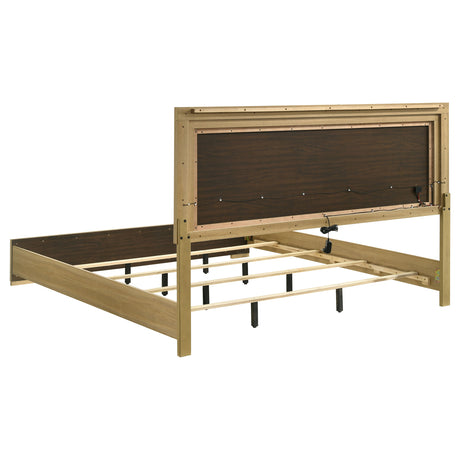 Hyland Natural Eastern King Panel Bed Led Headboard