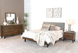 Mays 4-Piece Upholstered Queen Bedroom Set Walnut Brown And Grey