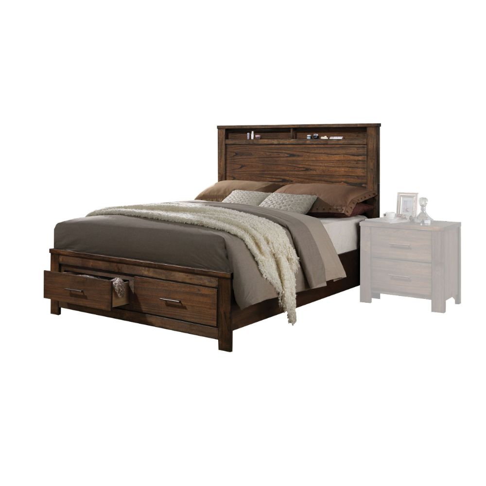 Merrilee Oak Finish Queen Bed