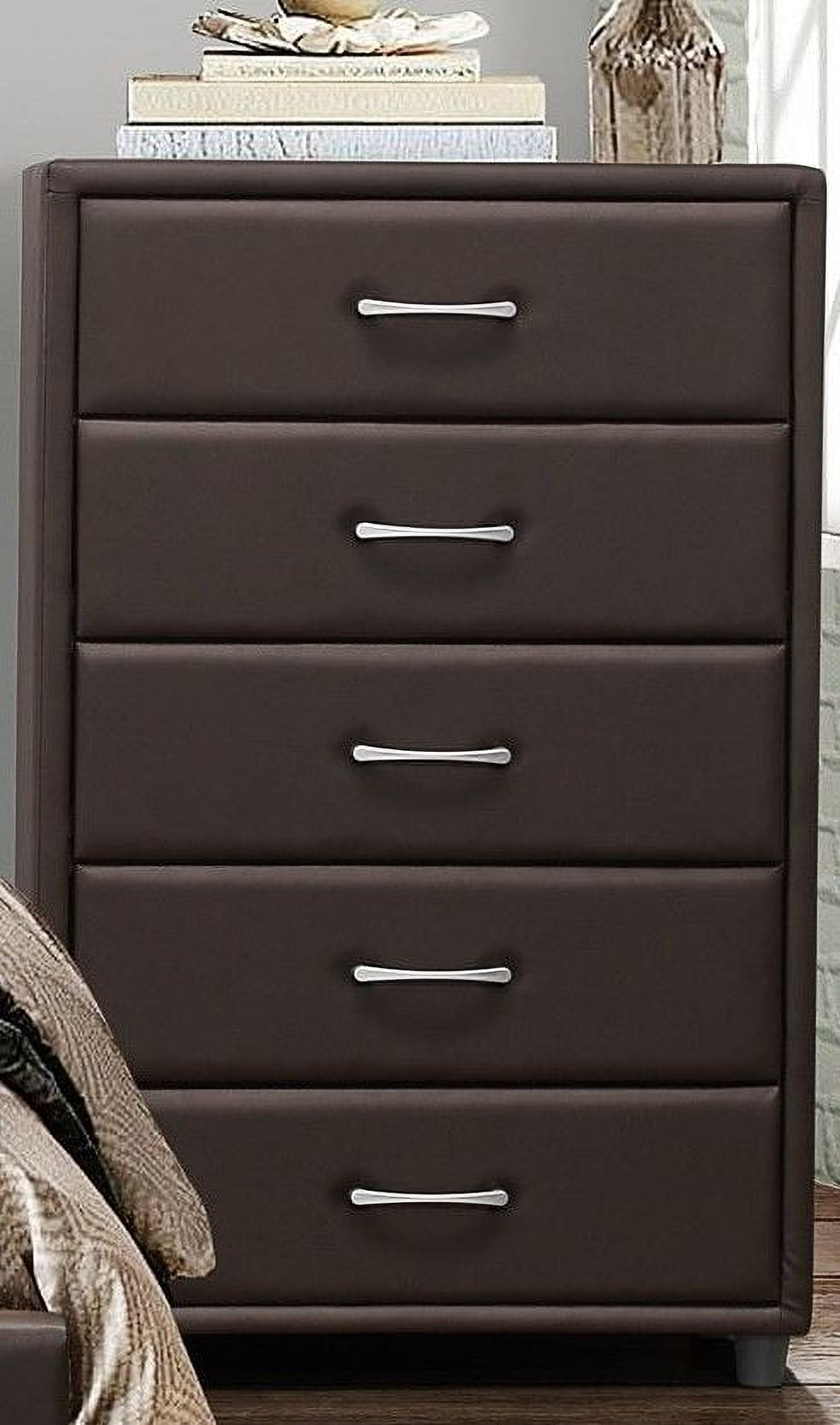 Lorenzi Dark Brown Upholstered Platform Bedroom Set