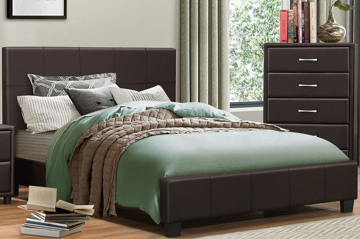 Lorenzi Dark Brown Upholstered Platform Bedroom Set