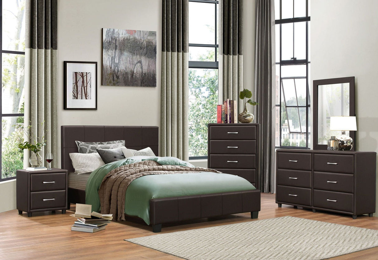 Lorenzi Dark Brown Youth Upholstered Platform Bedroom Set