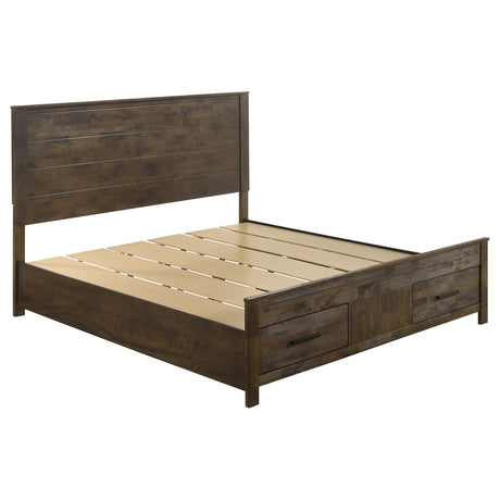 Woodmont Rustic Golden Brown Eastern King Storage Bed