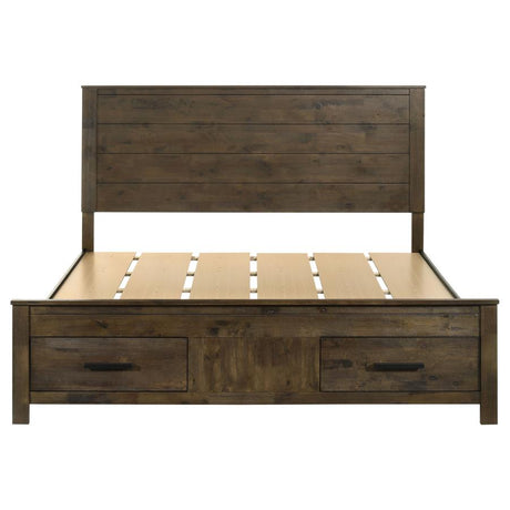 Woodmont Rustic Golden Brown Eastern King Storage Bed
