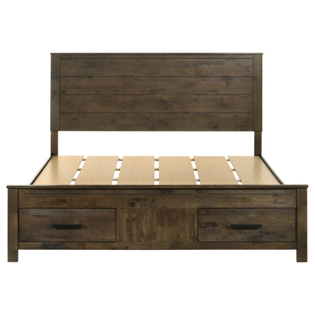 Woodmont Rustic Golden Brown Eastern King Storage Bed