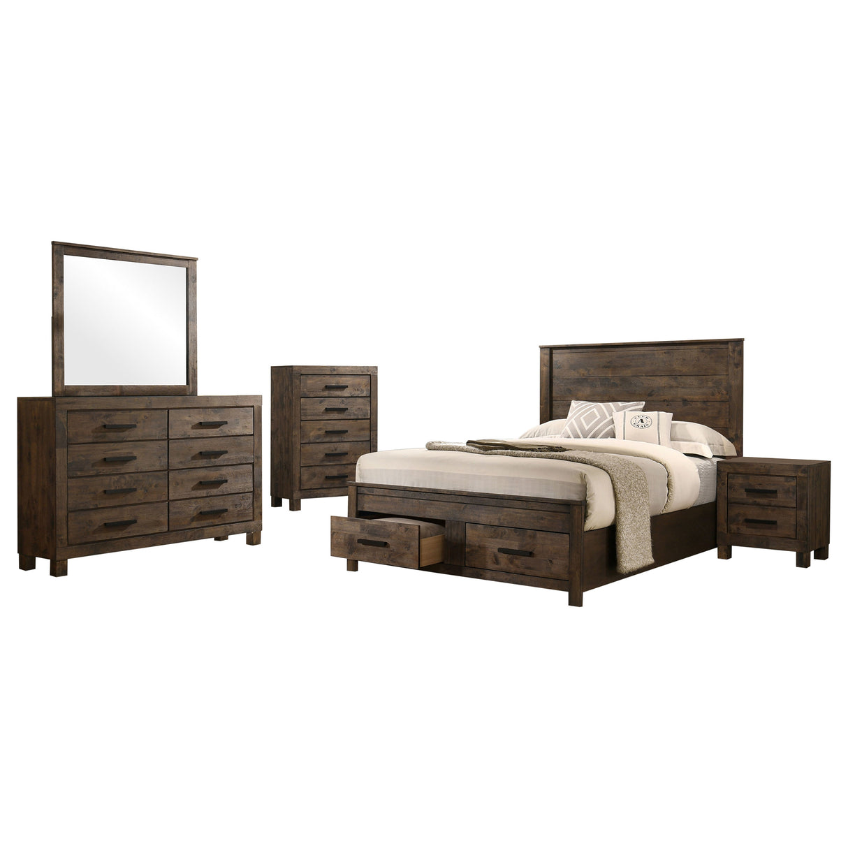 Woodmont Rustic Golden Brown 5-Piece Queen Bedroom Set