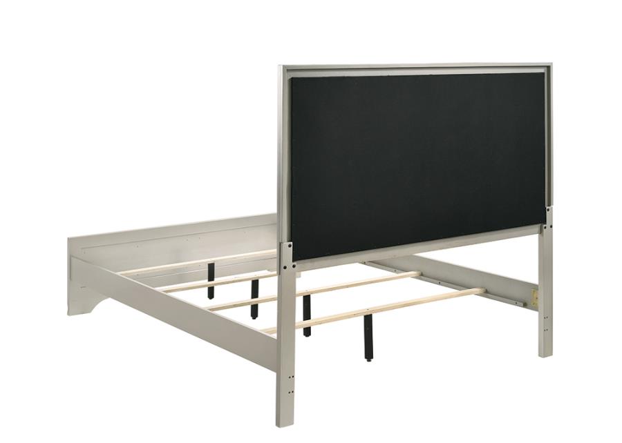 Salford Queen Panel Bed Metallic Sterling And Charcoal Grey
