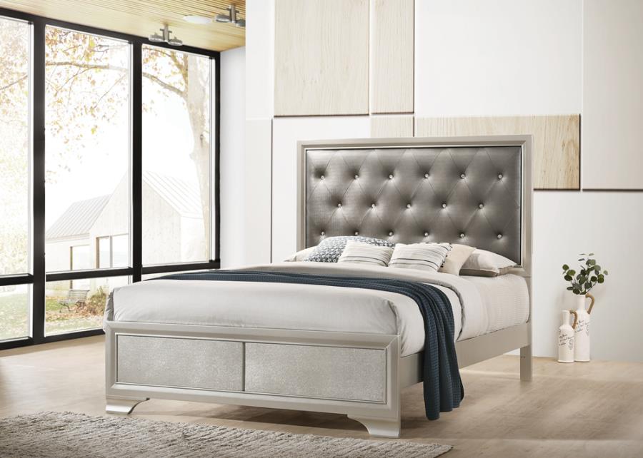 Salford Queen Panel Bed Metallic Sterling And Charcoal Grey