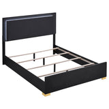 Marceline Black Wood Full Led Panel Bed