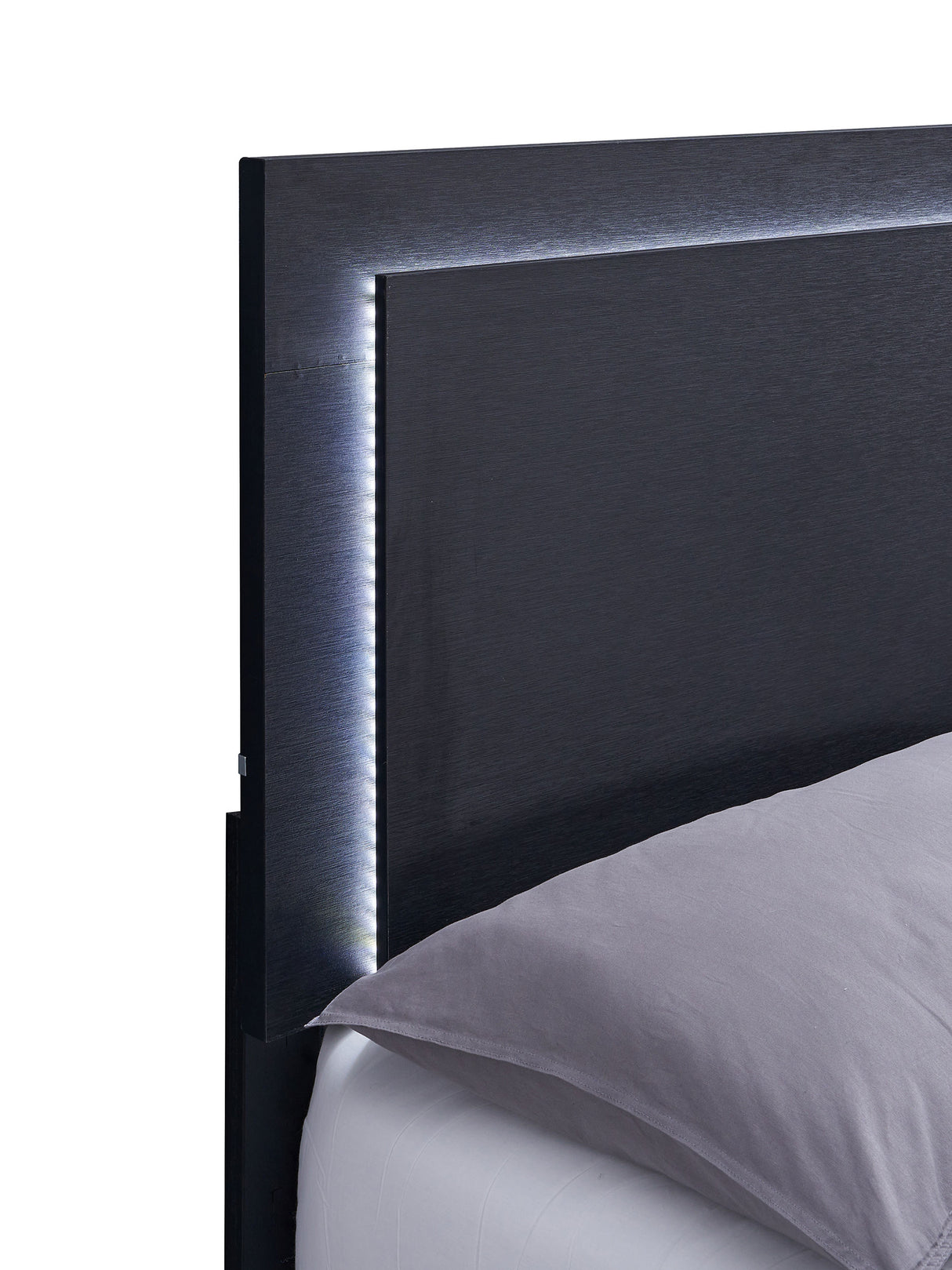 Marceline Black Wood Full Led Panel Bed
