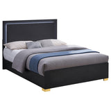 Marceline Black Wood Eastern King Led Panel Bed