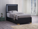 Marceline Black Wood Twin Led Panel Bed