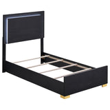 Marceline Black Wood Twin Led Panel Bed