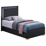 Marceline Black Wood Twin Led Panel Bed