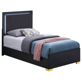 Marceline Black Wood Twin Led Panel Bed