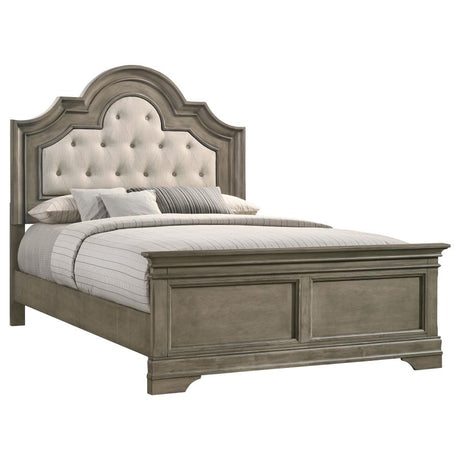 4-Piece Bedroom Set With Upholstered Arched Headboard Wheat King