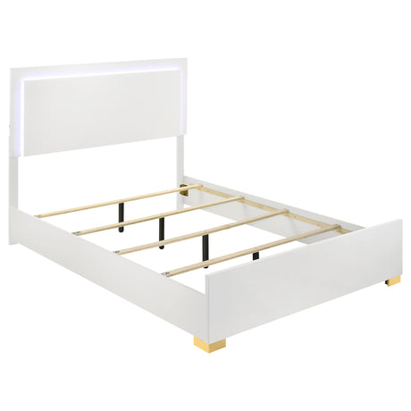 Marceline White Wood Eastern King Led Panel Bed