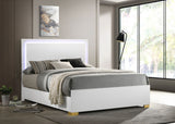 Marceline White Wood Queen Led Panel Bed