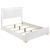 Marceline White Wood Queen Led Panel Bed