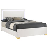Marceline White Wood Queen Led Panel Bed