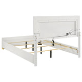 Marceline White Wood Queen Led Panel Bed