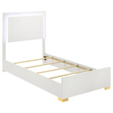 Marceline White Wood Twin Led Panel Bed