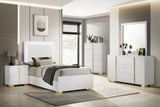 Marceline White Wood Twin Led Panel Bed