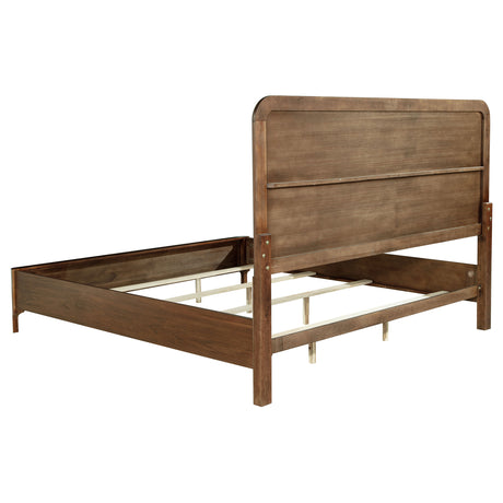 Maderia Walnut 57-Inch Upholstered Eastern King Panel Bed