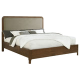 Maderia Walnut 57-Inch Upholstered California King Panel Bed