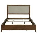 Maderia Walnut 57-Inch Upholstered California King Panel Bed
