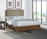 Maderia Walnut 57-Inch Upholstered Queen Panel Bed