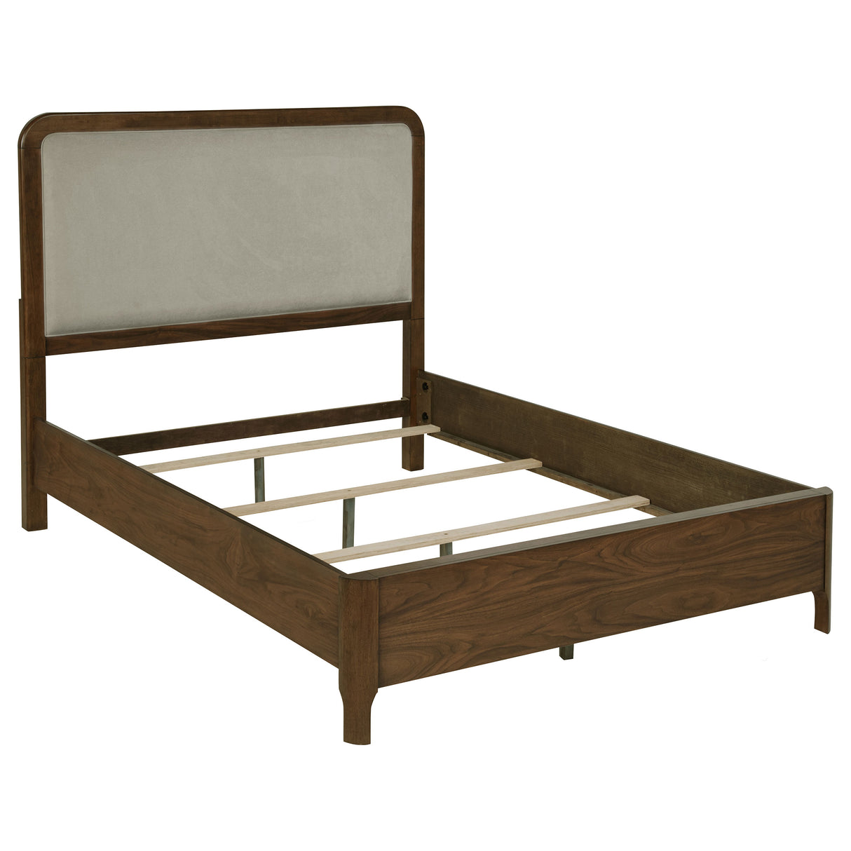 Maderia Walnut 57-Inch Upholstered Queen Panel Bed