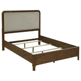 Maderia Walnut 57-Inch Upholstered Queen Panel Bed